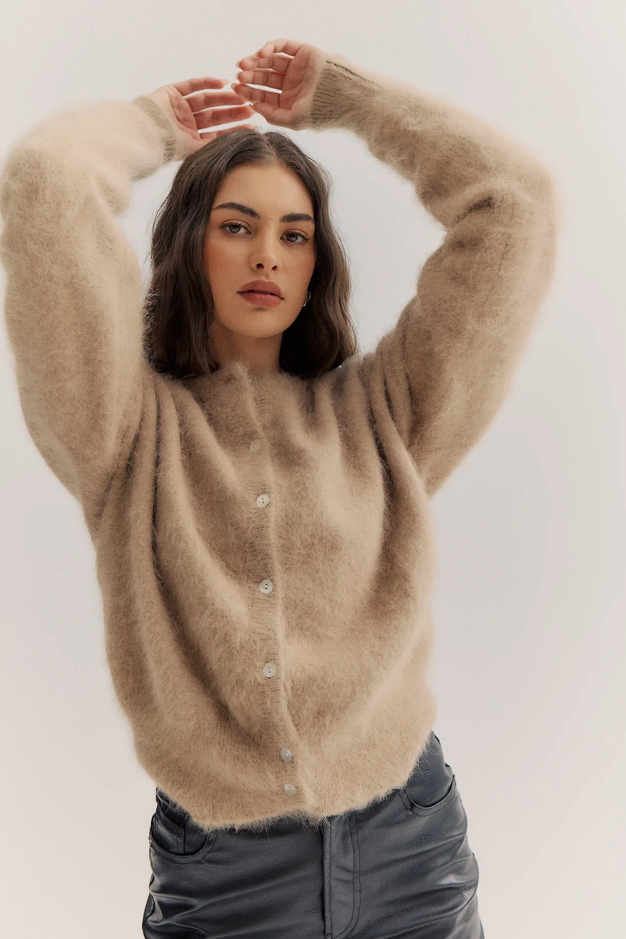 Frankie Crew Cardigan - Latte - Image 7